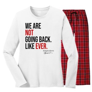 We Are Not Going Back Like Ever Kamala Harris 2024 Women's Long Sleeve Flannel Pajama Set 