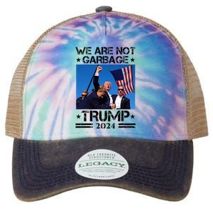 We Are Not Garbage Vote Trump Garbage For Trump 2024 Legacy Tie Dye Trucker Hat