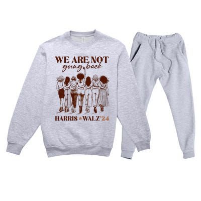 We Are Not Going Back Vote Harris Democratic Election 2024 Premium Crewneck Sweatsuit Set