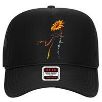 We Are Not Going Back Cute Cat Sunflower Kamala High Crown Mesh Back Trucker Hat