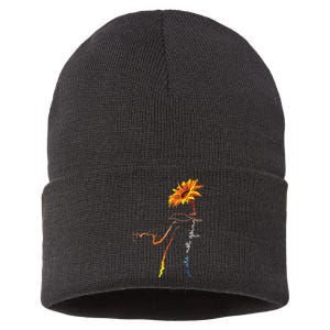 We Are Not Going Back Cute Cat Sunflower Kamala Sustainable Knit Beanie