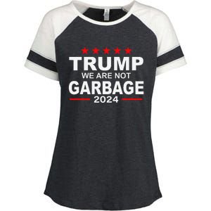 We Are Not Garbage Vote Trump 2024 Funny Quote Biden Enza Ladies Jersey Colorblock Tee