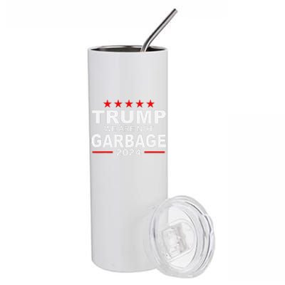 We Are Not Garbage Vote Trump 2024 Funny Quote Biden Stainless Steel Tumbler