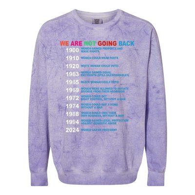 We Are Not Going Back Voting Rights Vote Reproductive Colorblast Crewneck Sweatshirt