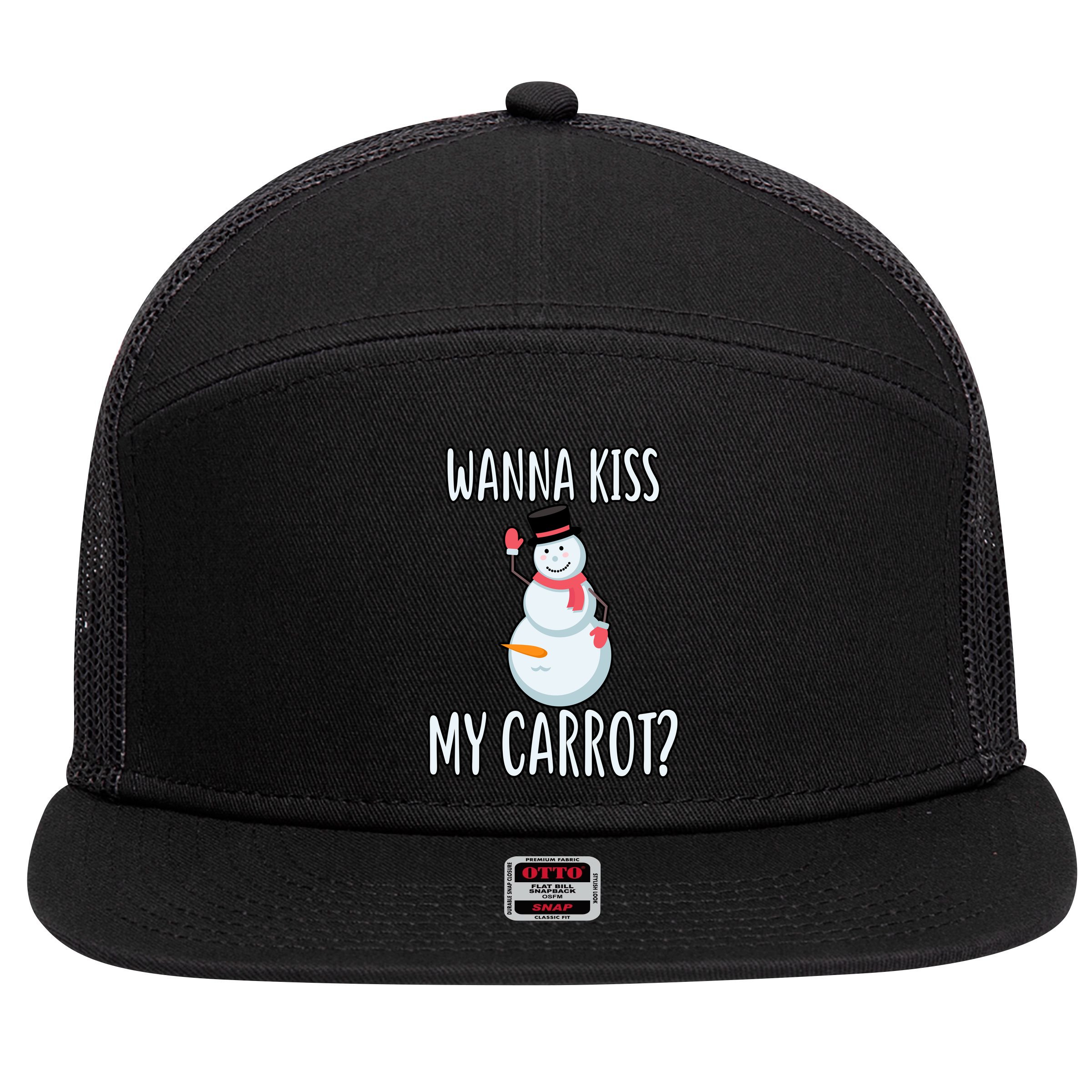 Wanna Kiss My Carrot? 7 Panel Mesh Trucker Snapback Hat
