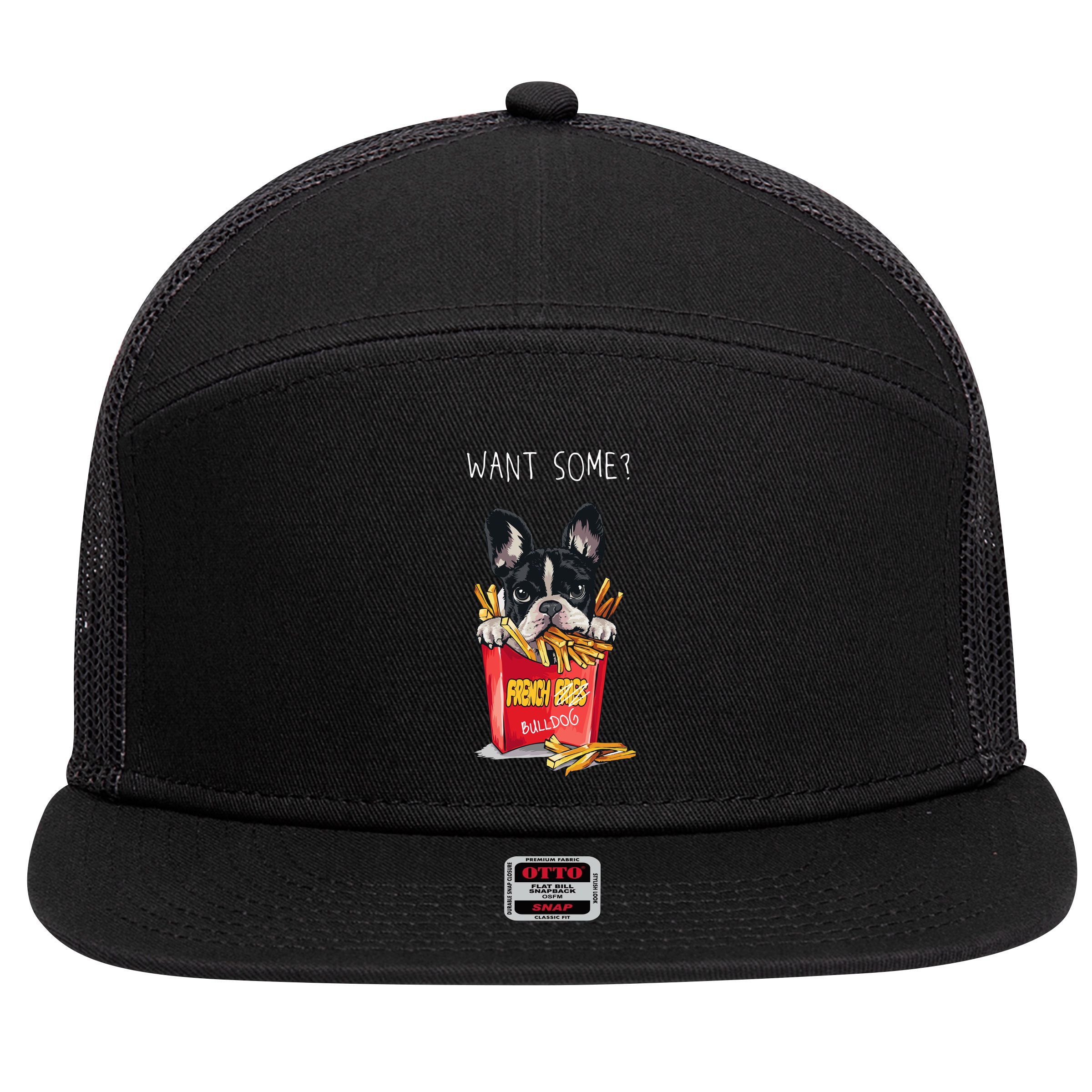 Want Some French Bulldog  7 Panel Mesh Trucker Snapback Hat