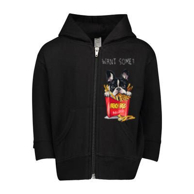 Want Some French Bulldog  Toddler Zip Fleece Hoodie