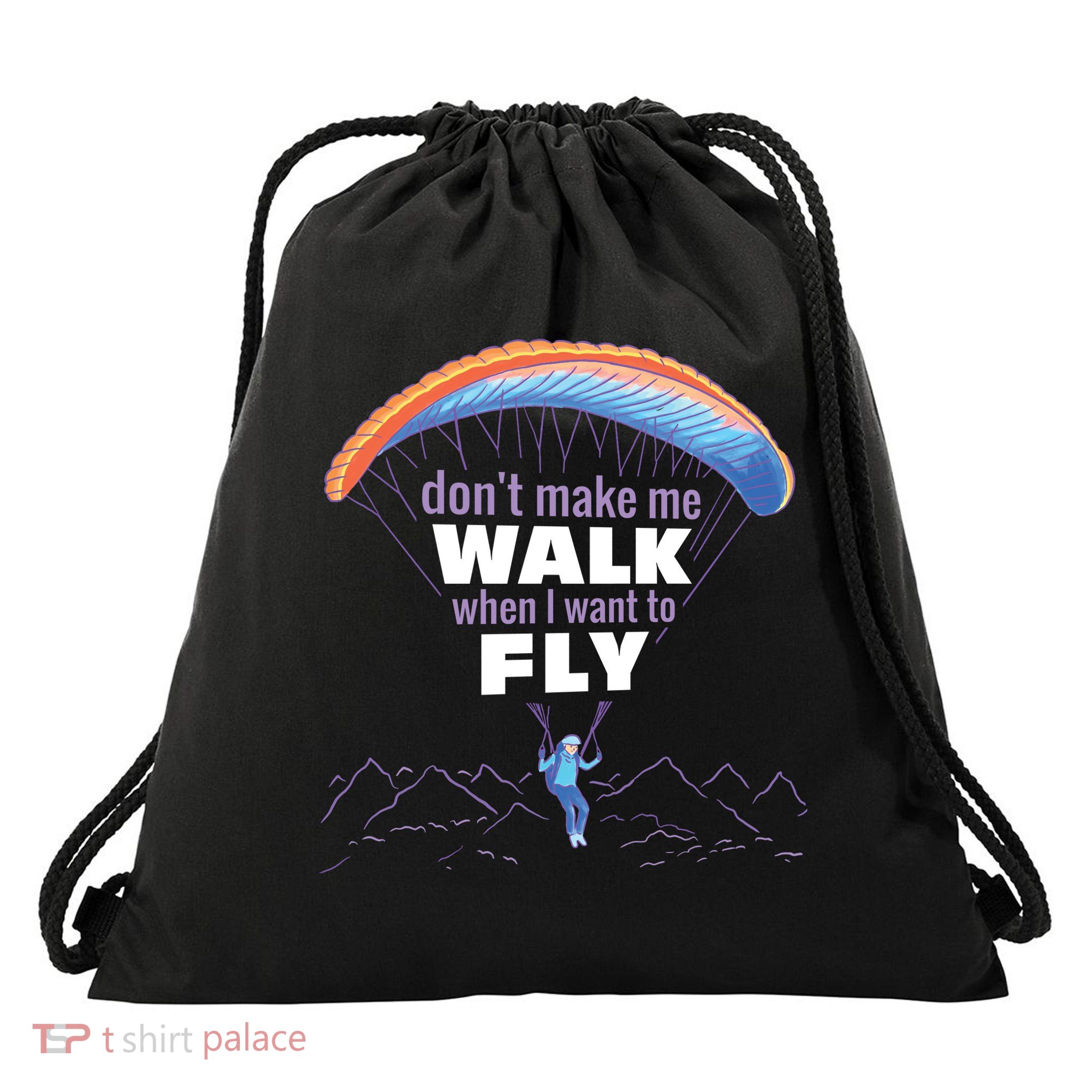 Want To Fly Paragliding Drawstring Bag