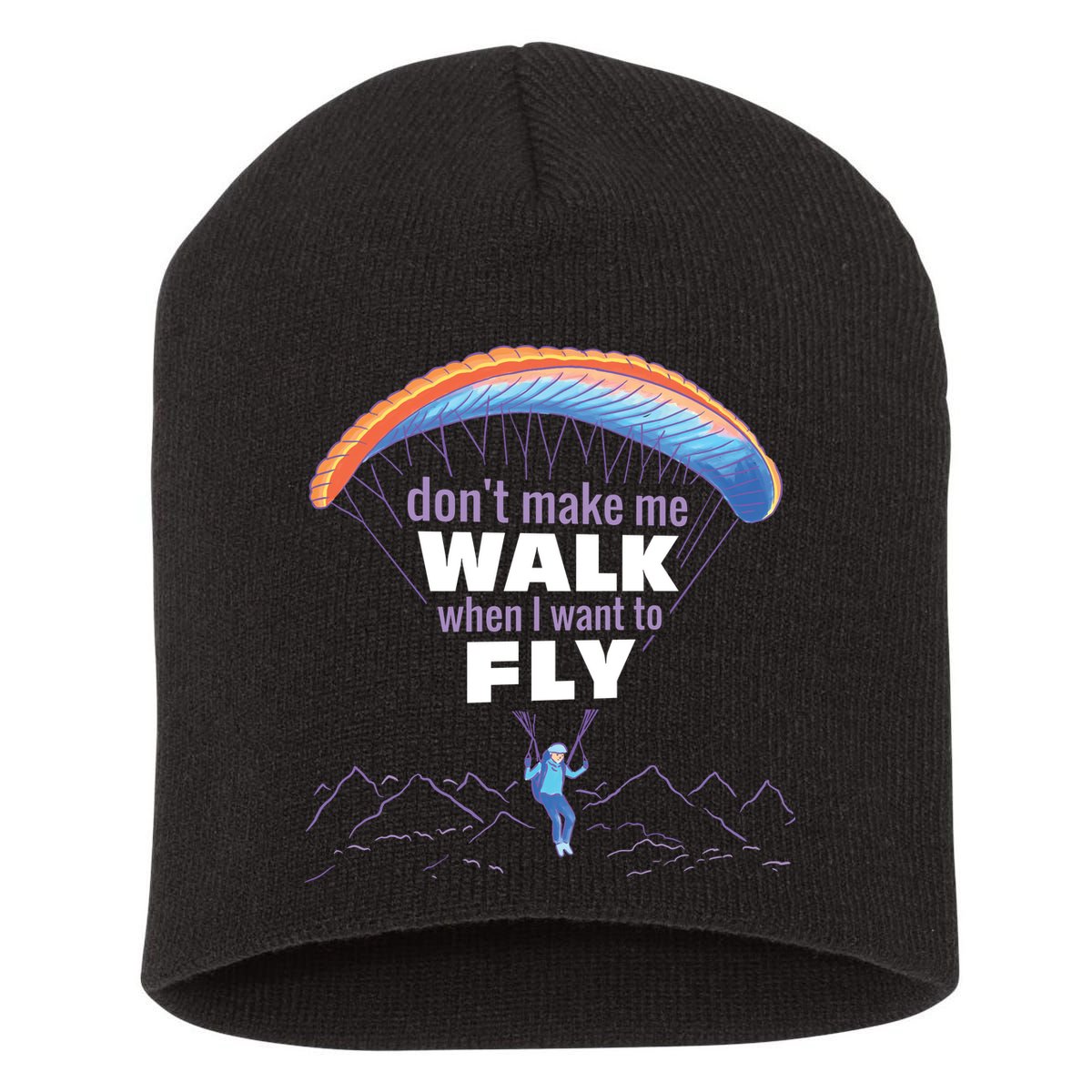 Want To Fly Paragliding Short Acrylic Beanie