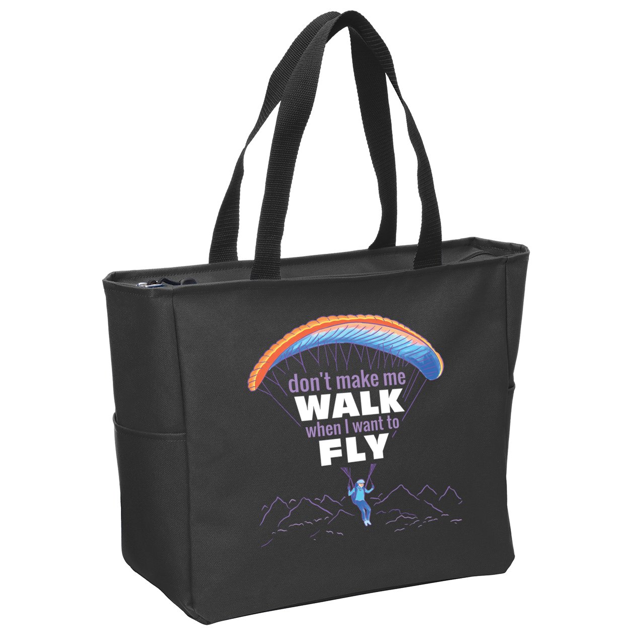 Want To Fly Paragliding Zip Tote Bag
