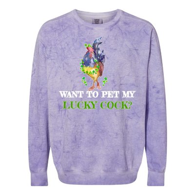 Want To Pet My Lucky Cock St Patrick's Day Colorblast Crewneck Sweatshirt