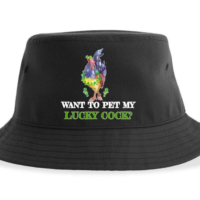 Want To Pet My Lucky Cock St Patrick's Day Sustainable Bucket Hat