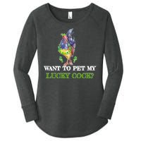 Want To Pet My Lucky Cock St Patrick's Day Women's Perfect Tri Tunic Long Sleeve Shirt