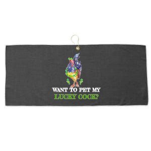 Want To Pet My Lucky Cock St Patrick's Day Large Microfiber Waffle Golf Towel