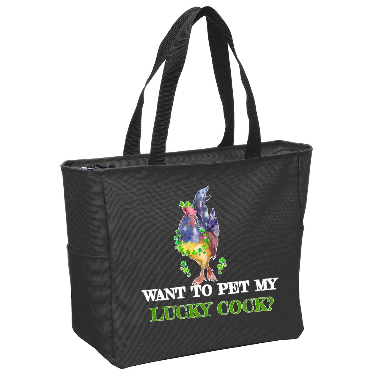 Want To Pet My Lucky Cock St Patrick's Day Zip Tote Bag