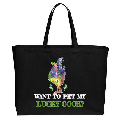 Want To Pet My Lucky Cock St Patrick's Day Cotton Canvas Jumbo Tote