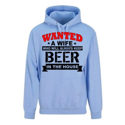 Wanted A Wife Who Will Always Keep Beer Unisex Surf Hoodie