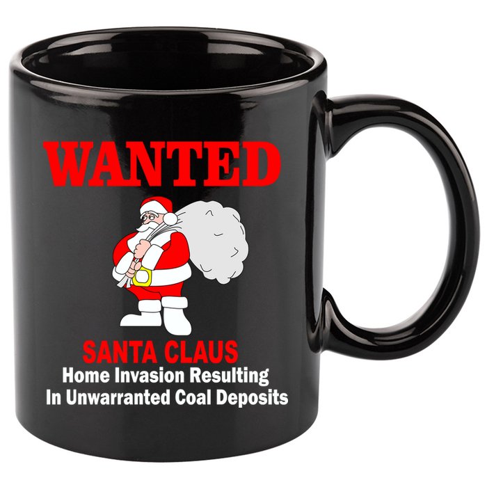Wanted Santa Claus Home Invasion 11oz C Handle Ceramic Mug