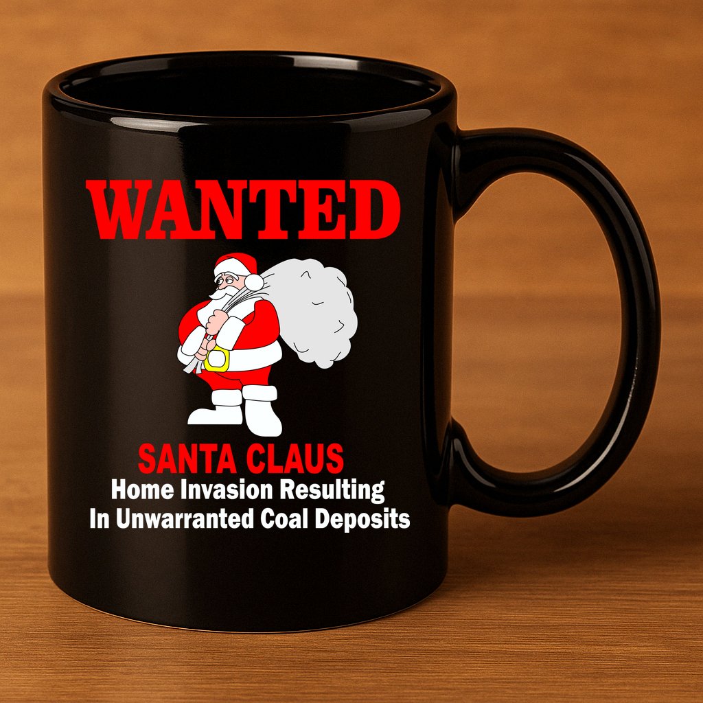 Wanted Santa Claus Home Invasion 11oz C Handle Ceramic Mug
