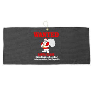 Wanted Santa Claus Home Invasion Large Microfiber Waffle Golf Towel