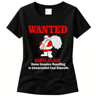 Wanted Santa Claus Home Invasion Womens T-Shirt