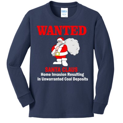 Wanted Santa Claus Home Invasion Kids Long Sleeve Shirt