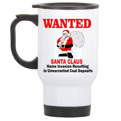 Wanted Santa Claus Home Invasion Stainless Steel Travel Mug