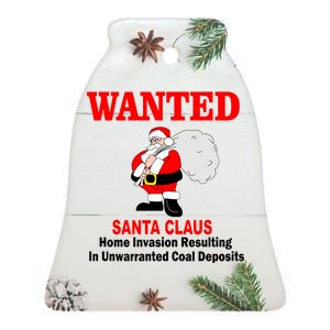 Wanted Santa Claus Home Invasion Ceramic Bell Ornament