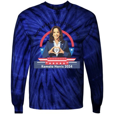 WhoS Afraid Of Little Funny Old Me Kamala Harris 2024 Tie-Dye Long Sleeve Shirt