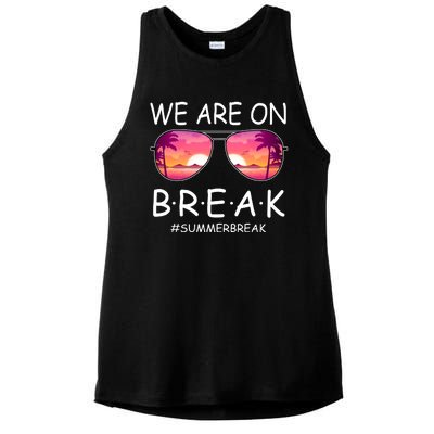 We Are On Break Summer Break Tropical Ladies PosiCharge Tri-Blend Wicking Tank