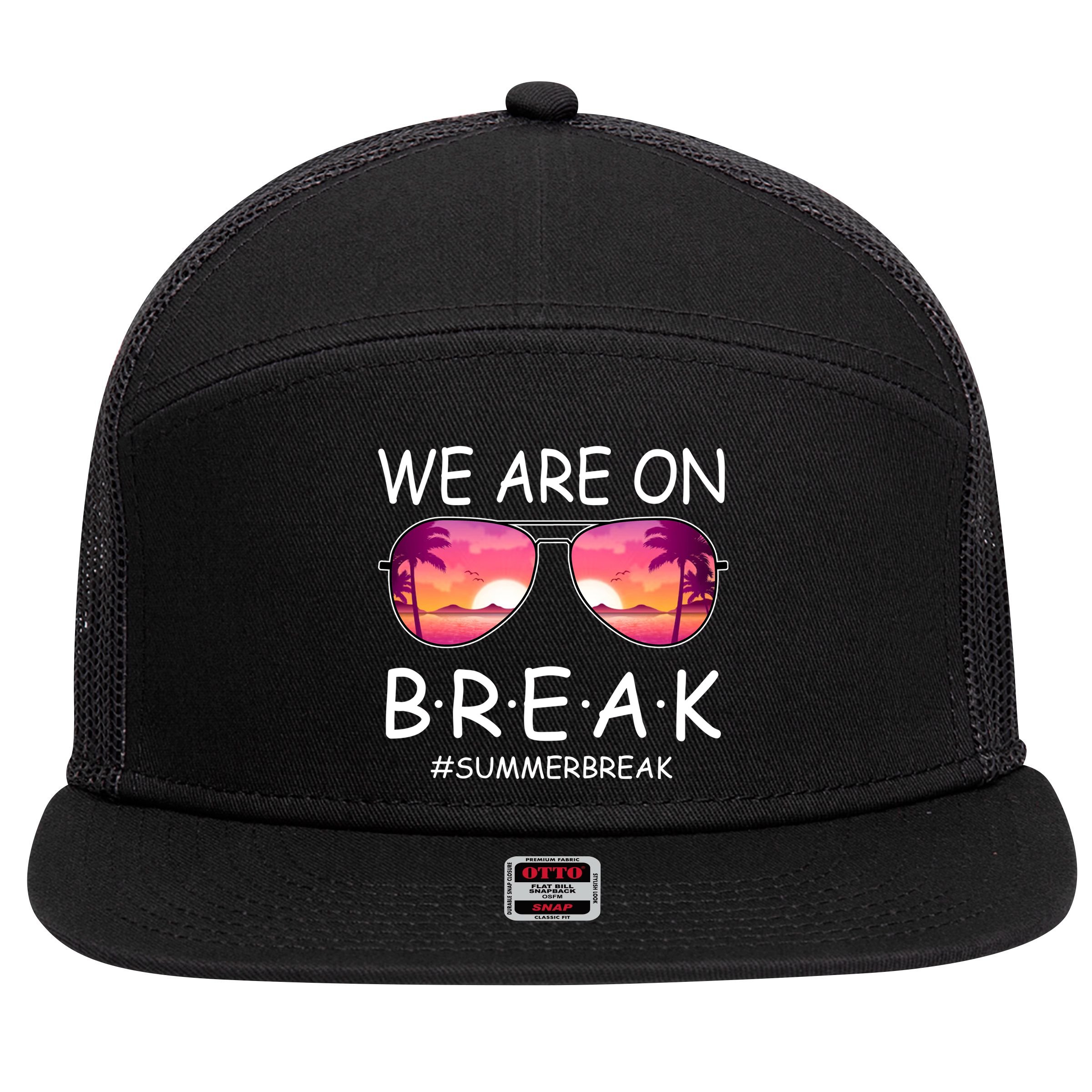 We Are On Break Summer Break Tropical 7 Panel Mesh Trucker Snapback Hat