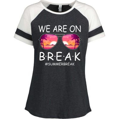 We Are On Break Summer Break Tropical Enza Ladies Jersey Colorblock Tee