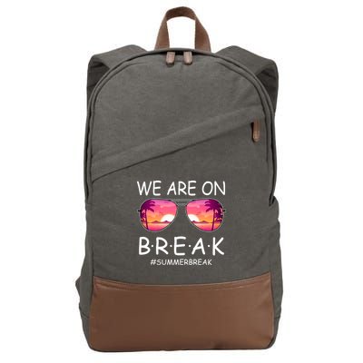 We Are On Break Summer Break Tropical Cotton Canvas Backpack