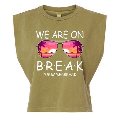 We Are On Break Summer Break Tropical Garment-Dyed Women's Muscle Tee