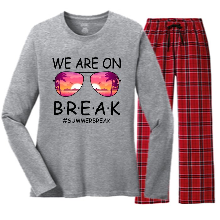 We Are On Break Summer Break Tropical Women's Long Sleeve Flannel Pajama Set 