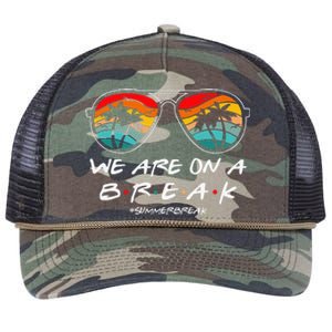 We Are On A Break Teacher Glasses Summer Break Hello Summer Retro Rope Trucker Hat Cap