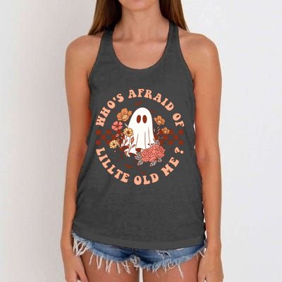 WhoS Afraid Of Little Funny Old Me Women's Knotted Racerback Tank