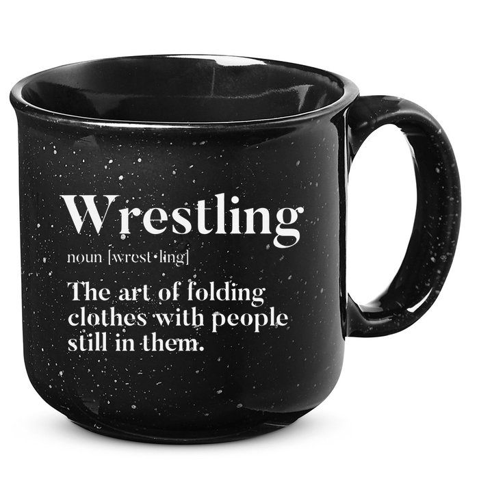 Wrestling  Art Of Folding Clothes With People In Them  Fun  15oz Campfire Ceramic Mug