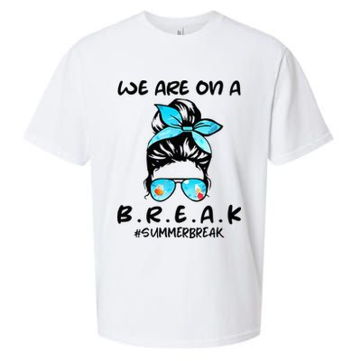 We Are On A Break Teacher Summer Break Hello Summer Teacher Sueded Cloud Jersey T-Shirt