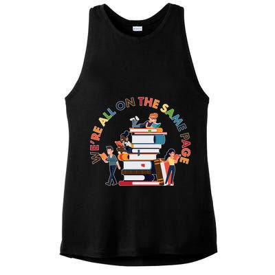 Were All One The Same Page Library Reading Fan Book Lover Ladies PosiCharge Tri-Blend Wicking Tank