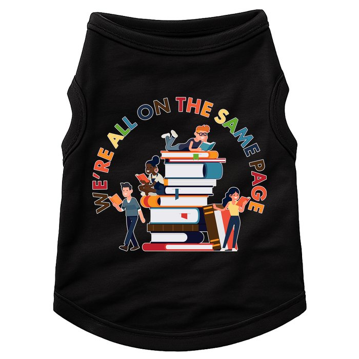 Were All One The Same Page Library Reading Fan Book Lover Doggie Tank