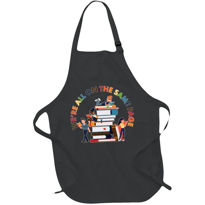 Were All One The Same Page Library Reading Fan Book Lover Full-Length Apron With Pockets