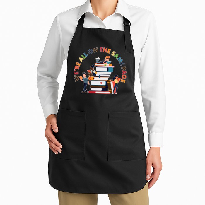 Were All One The Same Page Library Reading Fan Book Lover Full-Length Apron With Pockets