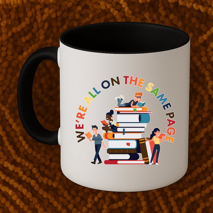 Were All One The Same Page Library Reading Fan Book Lover Mug