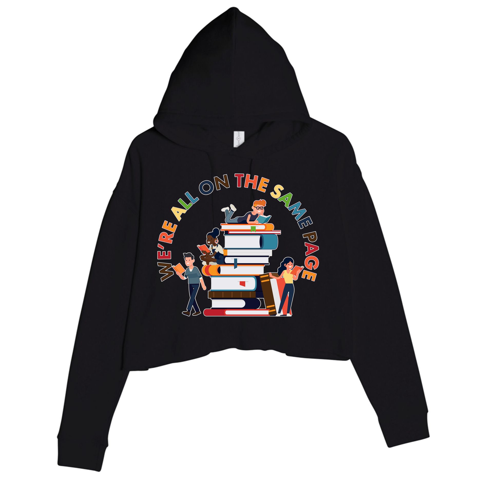 Were All One The Same Page Library Reading Fan Book Lover Crop Fleece Hoodie