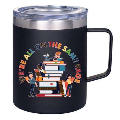 Were All One The Same Page Library Reading Fan Book Lover 12oz Stainless Steel Coffee Mug