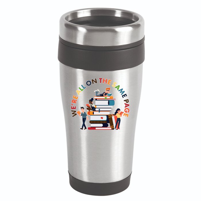 Were All One The Same Page Library Reading Fan Book Lover 16oz Travel Tumbler