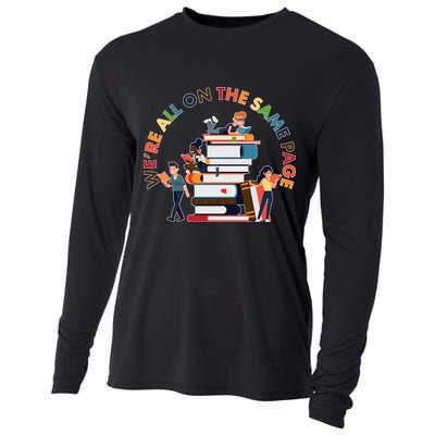Were All One The Same Page Library Reading Fan Book Lover Cooling Performance Long Sleeve Crew
