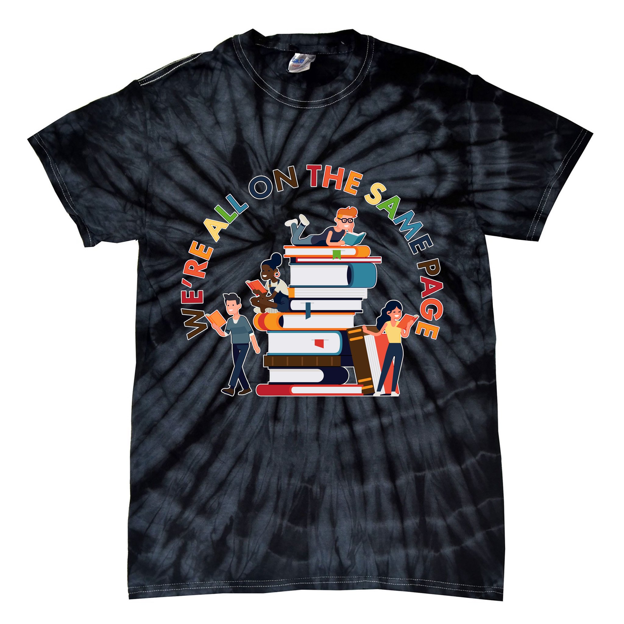 Were All One The Same Page Library Reading Fan Book Lover Tie-Dye T-Shirt