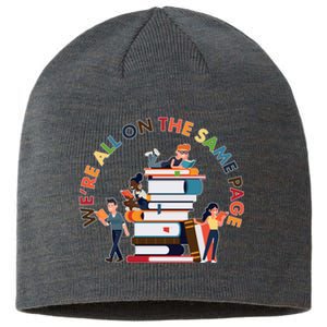 Were All One The Same Page Library Reading Fan Book Lover Sustainable Beanie